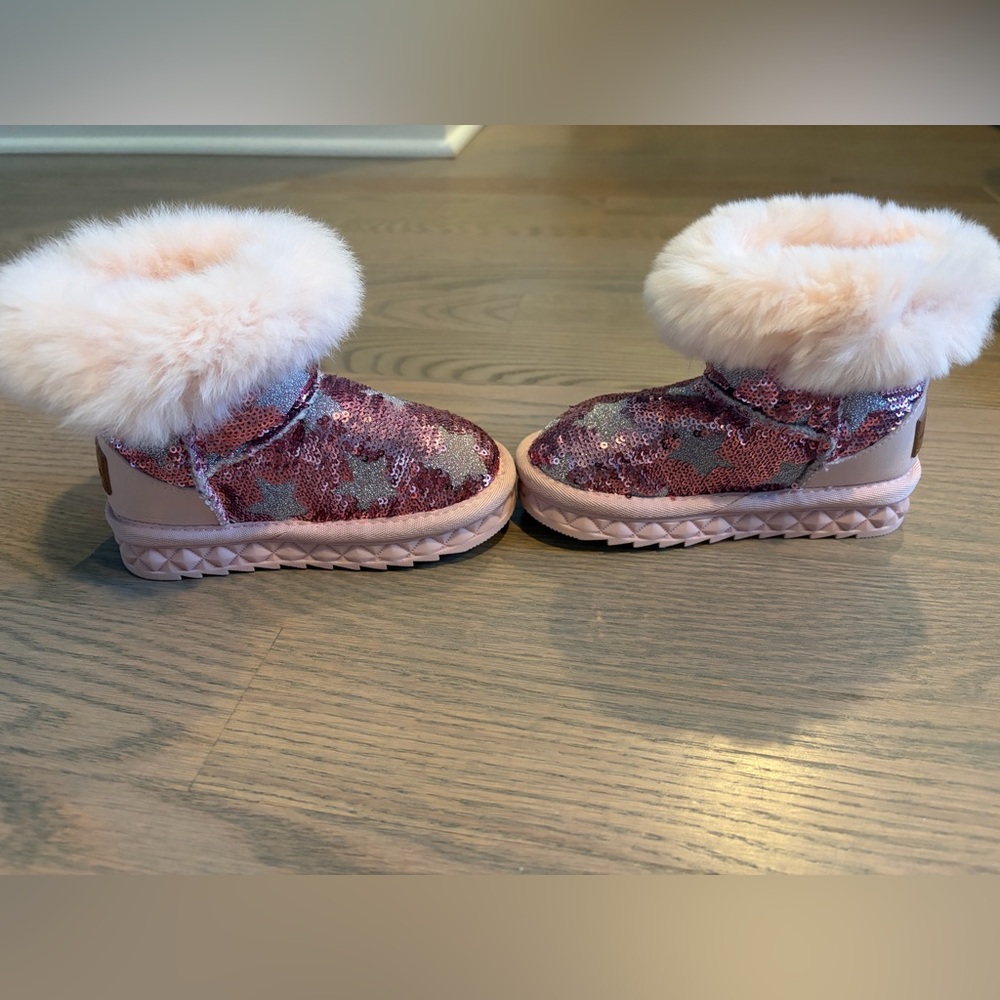 Sparkly Pink Star Kids Boots - Picture 2 of 8